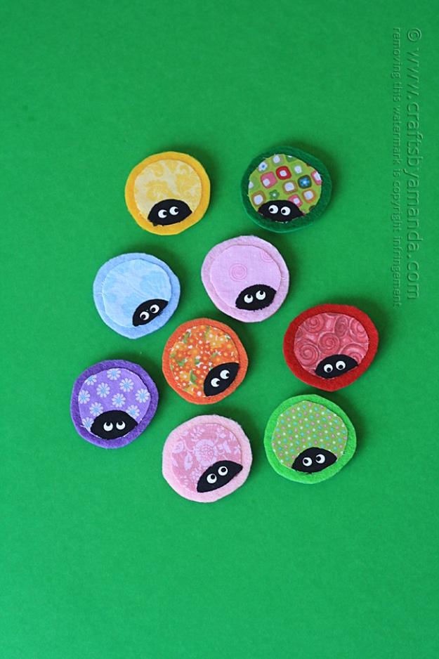 Crafts For Kids To Make At Home - Ladybug Fabric Scrap Fridge Magnets - Cheap DIY Projects and Fun Craft Ideas for Children - Cute Paper Crafts, Fall and Winter Fun, Things For Tod
