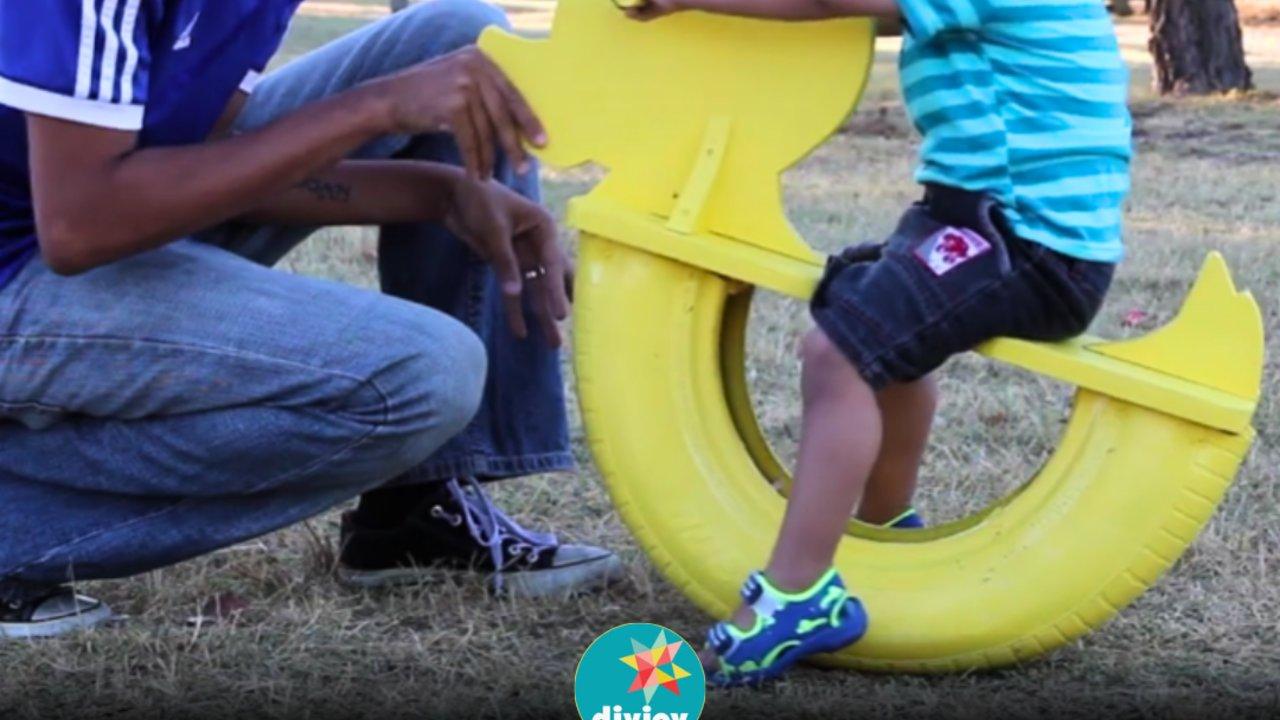 Easy DIY Upcycled Tire Seesaw Tutorial