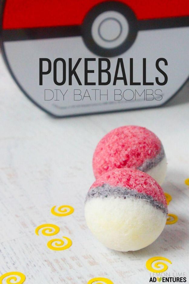 Pokeball Bath Bombs, free of the harsh additives found in most store versions and a little luxury that costs almost nothing