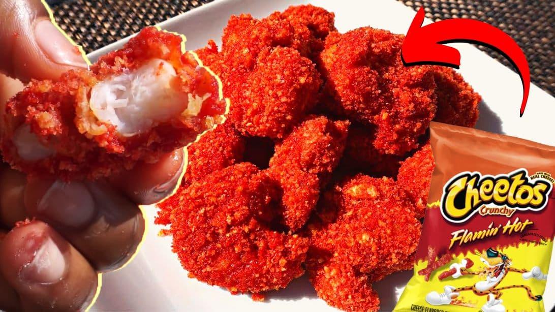Easy-to-Make Crispy Flamin’ Hot Cheetos Fried Shrimp