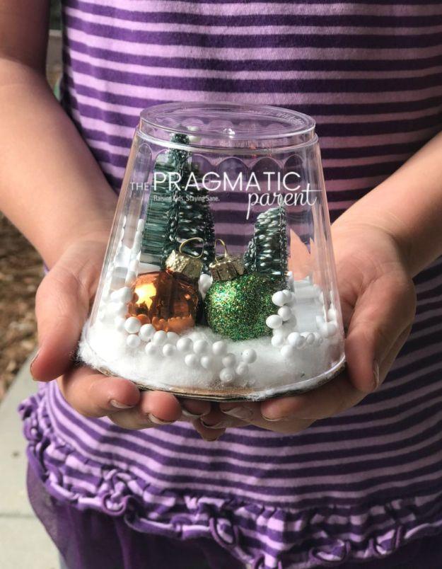 DIY Snow Globe Ideas - Make a Waterless Snow Globe - Easy Ideas To Make Snow Globes With Kids - Mason Jar, Picture, Ornament, Waterless Christmas Crafts - Cheap DYI Holiday Gift Id