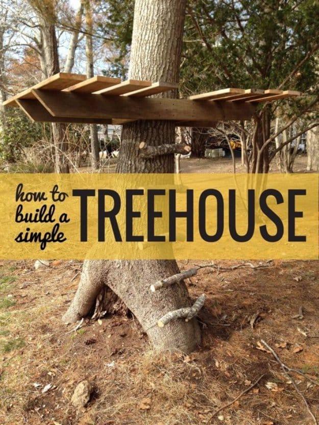Build a Simple Treehouse, a backyard project idea, doable even on a tight timeline and a satisfying finish for not much work