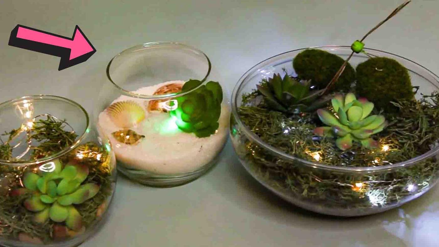 DIY Dollar Tree Light-Up Terrarium Tutorial