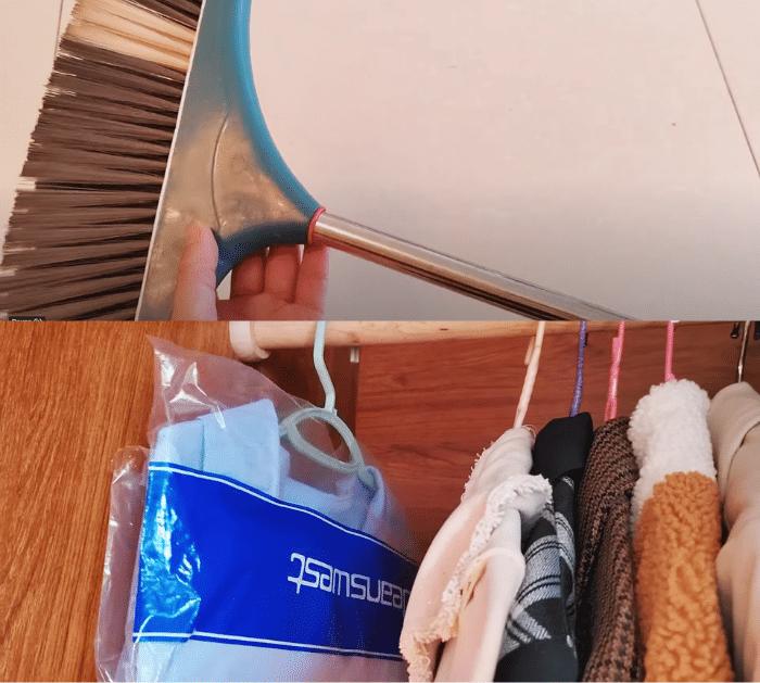 Easy Broom Plastic Wrap Cleaning Hack