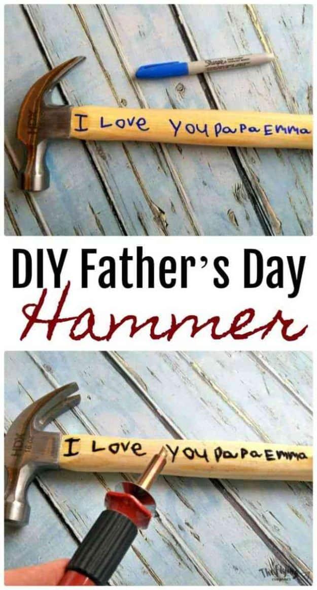 DIY Father's Day Hammer, simple to scale to fit almost any space and a smart way to add personality to a room
