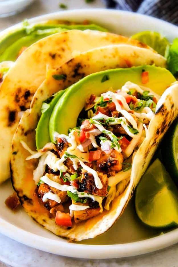 Best Mexican Food Recipes - Honey Chipotle Chicken Tacos - Authentic Mexican Foods and Recipe Ideas for Casseroles, Quesadillas, Tacos, Appetizers, Tamales, Enchiladas, Crockpot, C