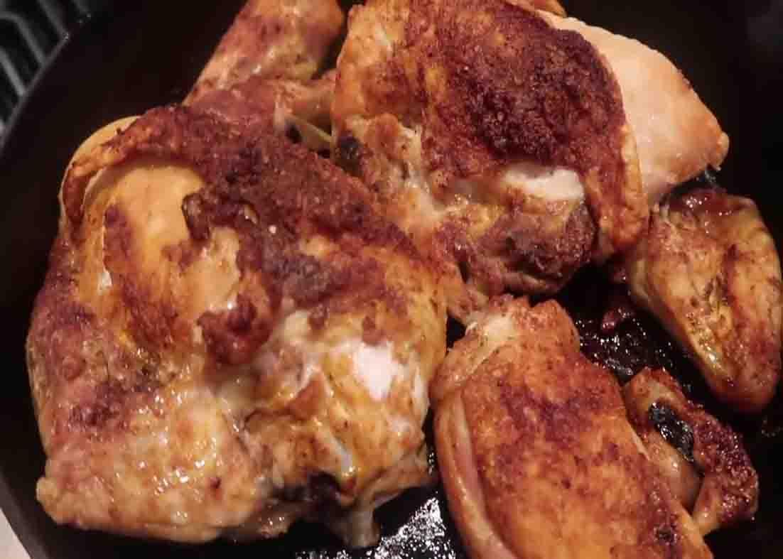 Roasting the chicken before putting it to the gravy