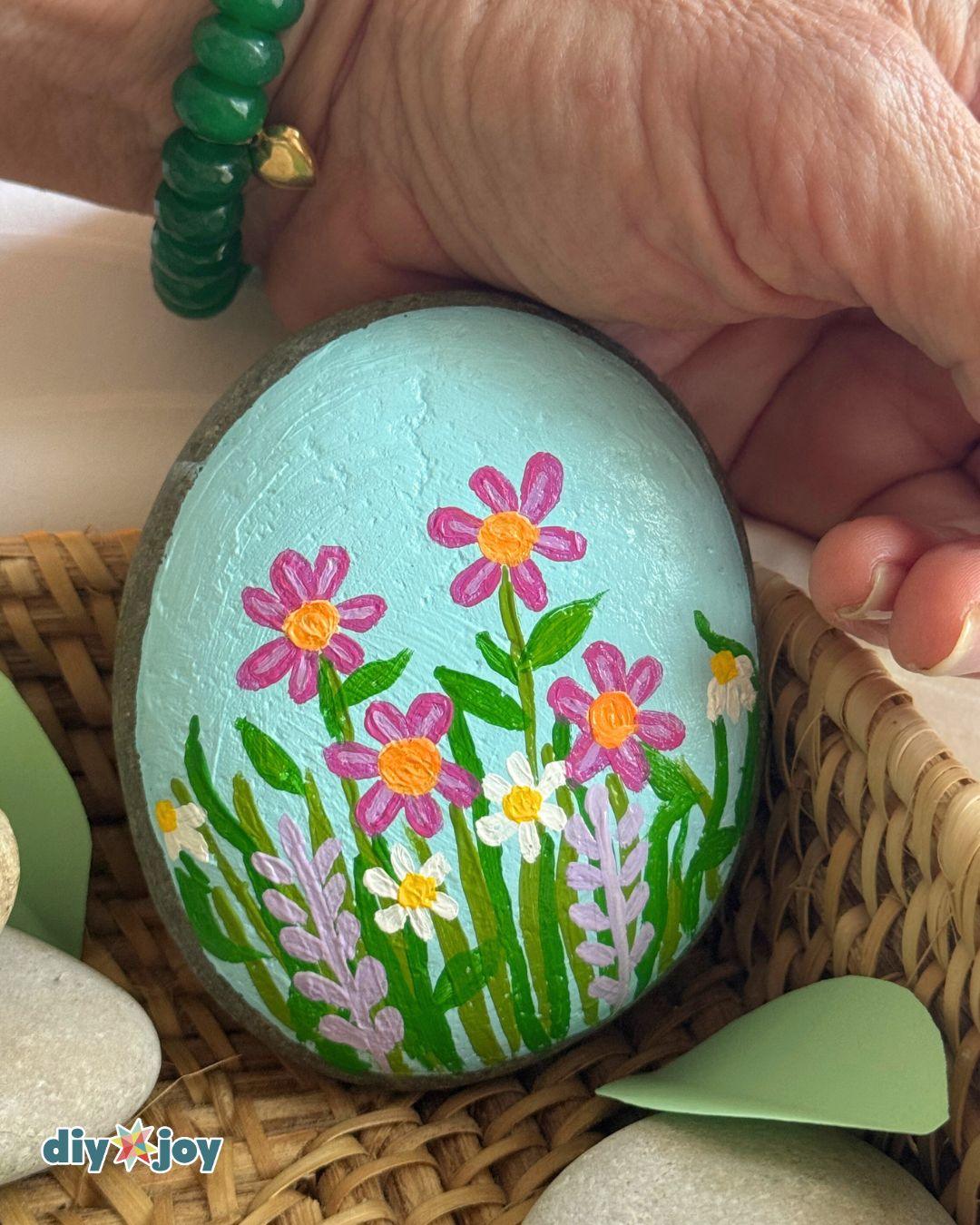 Flowers On Rocks — easy rock painting