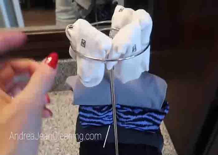 Organizing the closet with a paper towel holder
