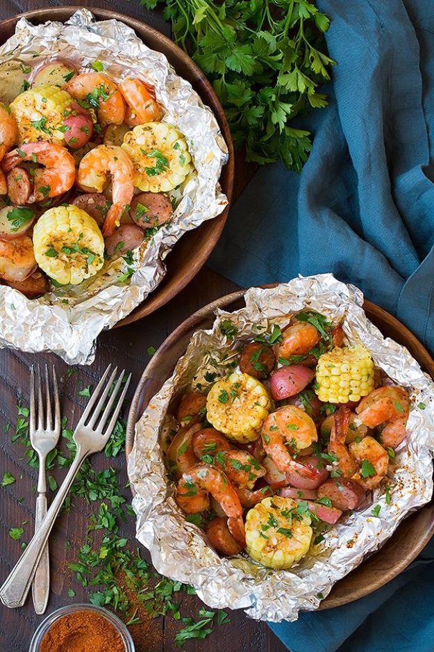 Best Country Cooking Recipes - Grilled Shrimp Boil Packets - Easy Recipes for Country Food Like Chicken Fried Steak, Fried Green Tomatoes, Southern Gravy, Breads and Biscuits, Cass