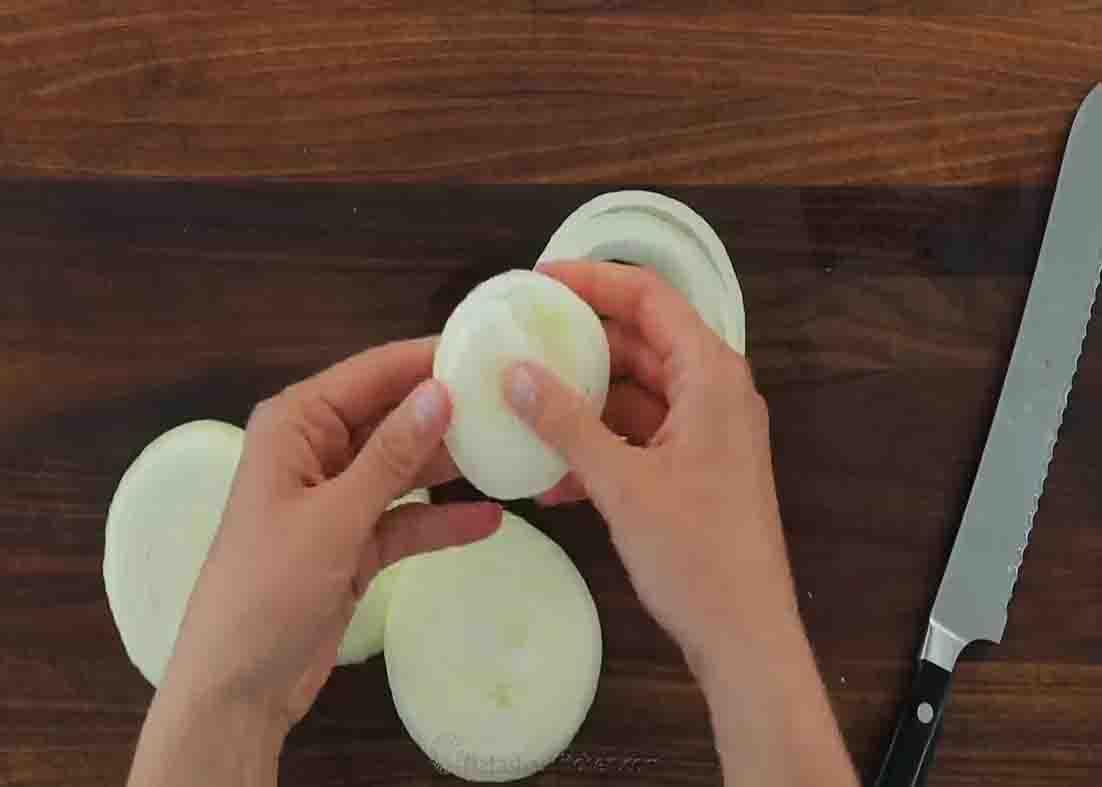 Separating the onion rings individually