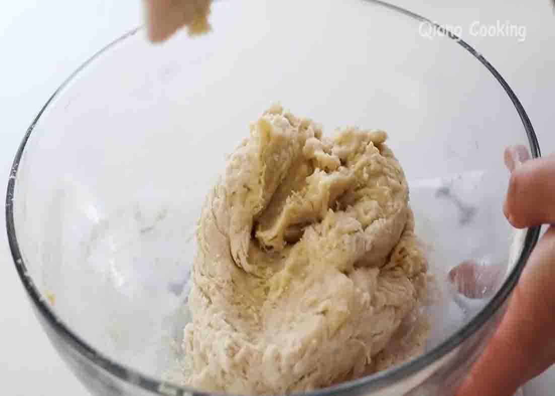 Mixing the ingredients to form a dough