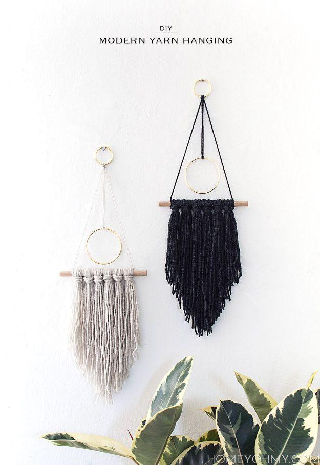 DIY Modern Yarn Hanging, low key enough for a solo evening in and a charm that beats anything from a catalog
