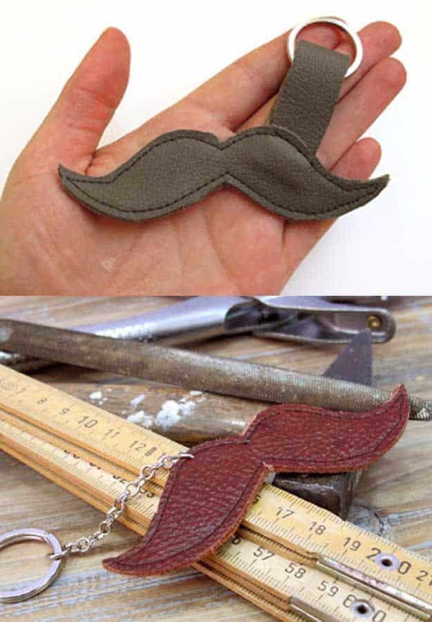 Awesome Crafts for Men and Manly DIY Project Ideas Guys Love - Fun Gifts, Manly Decor, Games and Gear. Tutorials for Creative Projects to Make This Weekend | Moustache Keychain #di