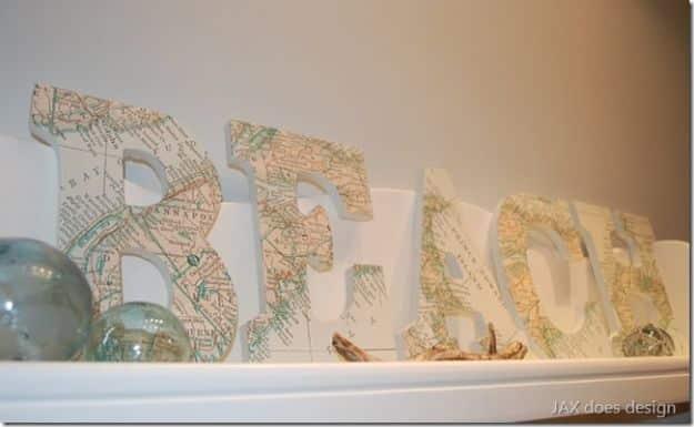 DIY Maritime Map Letters, budget friendly using stuff already sitting in a bin and a keepsake worth handing down