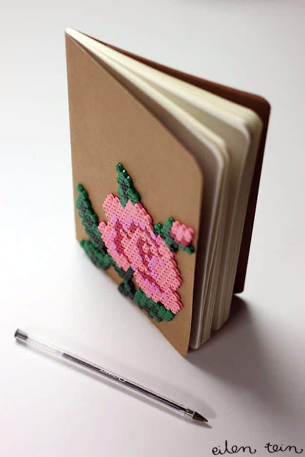DIY bead notebook decorated with beads for a whimsical cover that shows off endless design possibilities
