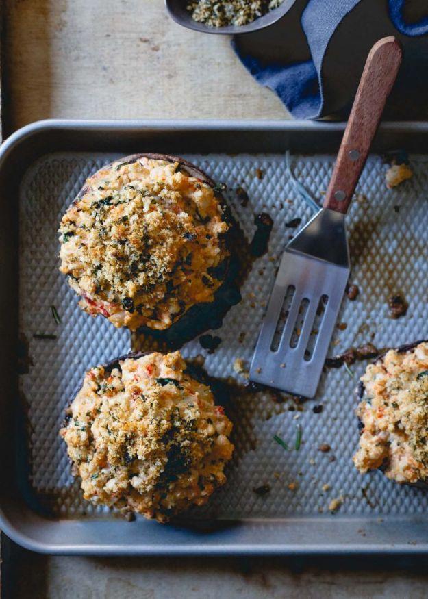 Ground Turkey Recipes - Turkey Stuffed Portobello Mushrooms - Healthy and Easy Turkey Recipe Ideas for Dinner, Lunch, Snack - Quick Crockpot and Instant Pot, Casserole, Meatballs,