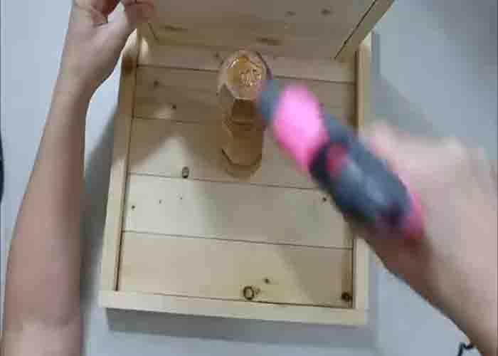 Assembling the DIY wooden tiered tray