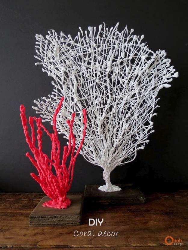 Fun Crafts To Do With A Hot Glue Gun | Best Hot Glue Gun Crafts, DIY Projects and Arts and Crafts Ideas Using Glue Gun Sticks | DIY Coral Home Decor