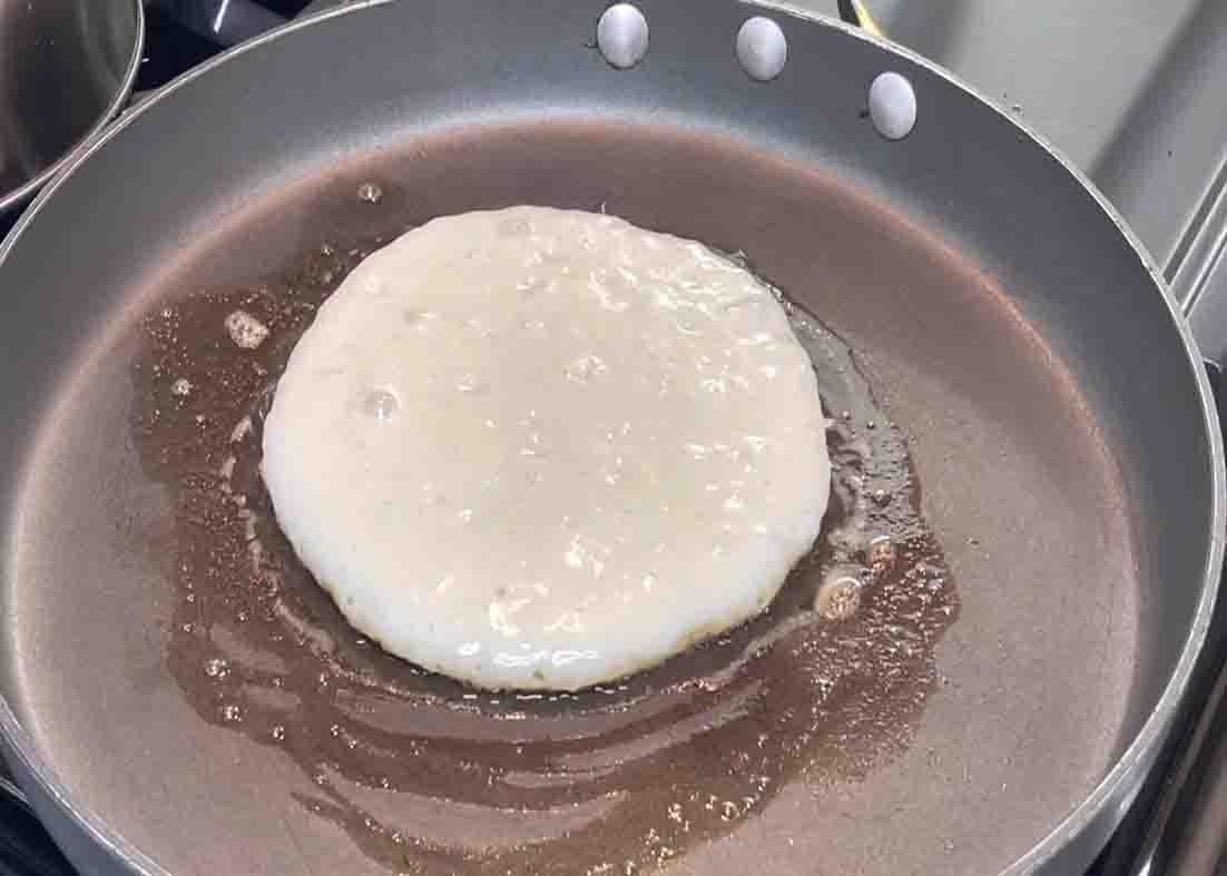Cooking the Cracker Barrel pancakes