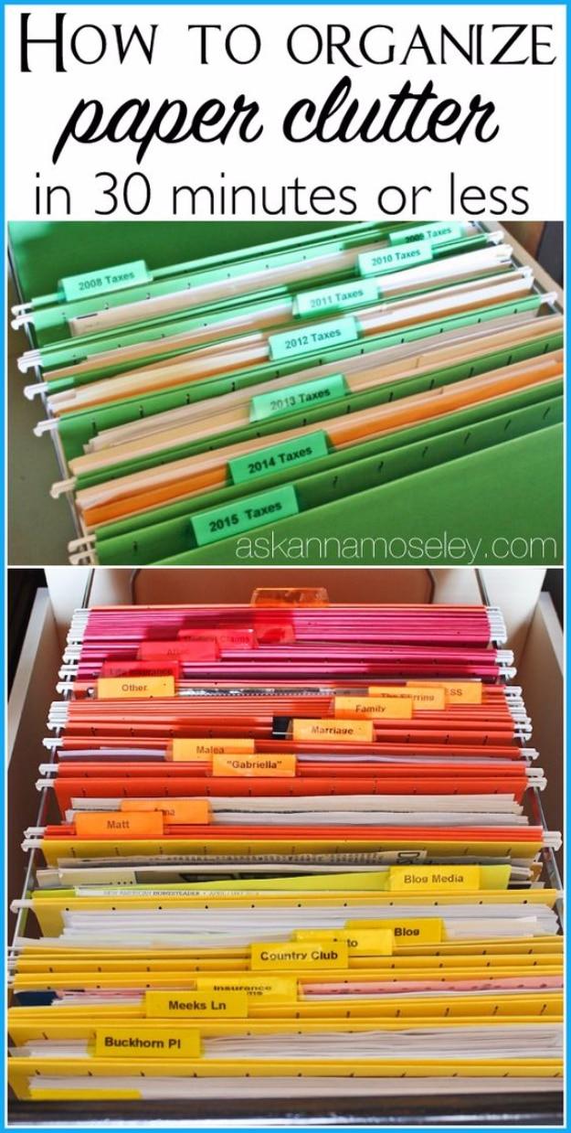 Organize Paper Clutter, a project that takes less than an afternoon and a smart way to make the most of a small space