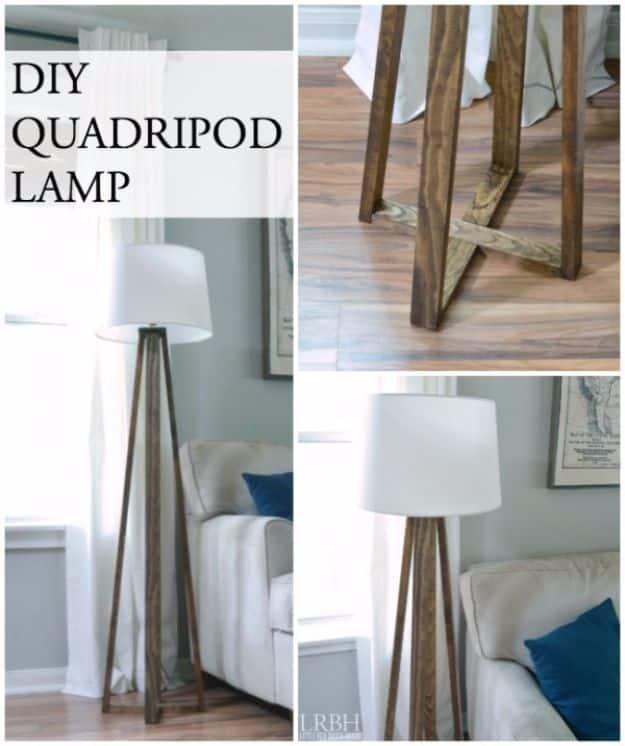 DIY Quadripod Lamp, a charming handmade light fixture idea and a creative way to light up a quiet corner