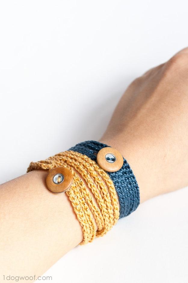 Crochet Wrap Bracelet Button, a handmade stitch project, easy to scale up for a whole batch and a keepsake worth handing down