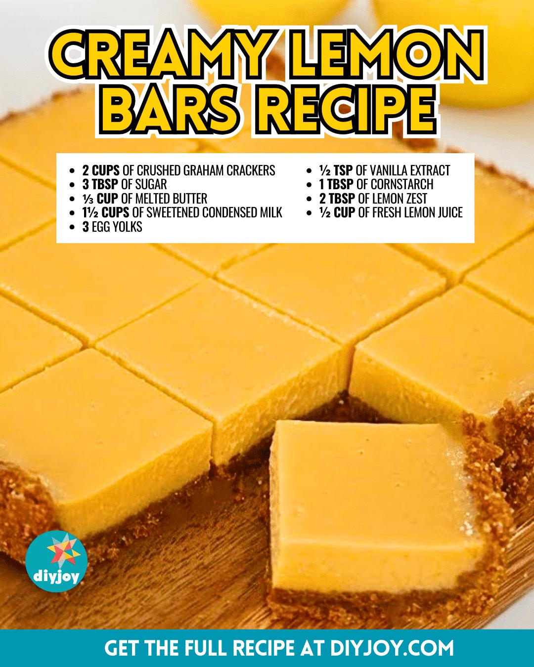 Easy Creamy Lemon Bars Recipe