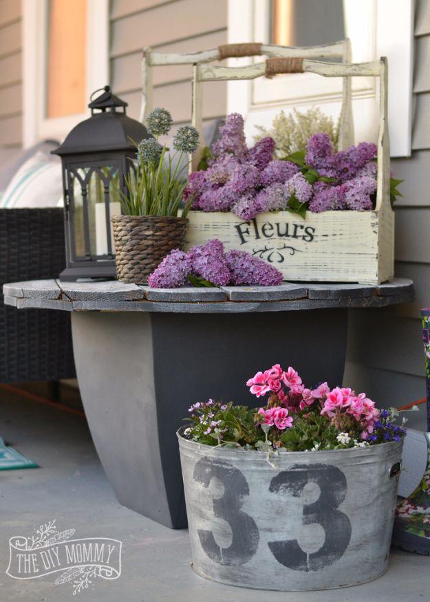DIY Porch and Patio Ideas - Gray Repurposed Table - Decor Projects and Furniture Tutorials You Can Build for the Outdoors - Lights and Lighting, Mason Jar Crafts, Rocking Chairs, W
