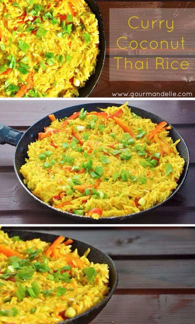 Best Rice Recipes - Curry Coconut Thai Rice - Easy Ideas for Quick Meals Made From a Bag of Rice - Healthy Recipes With Brown, White and Arborio Rice - Cheesy, Fried, Asian, Mexica