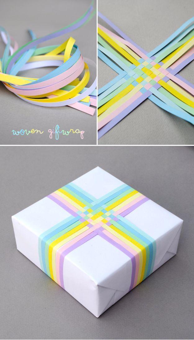 Woven Gift Wrap, a handmade finishing detail, simple enough to make for a whole list of names at once