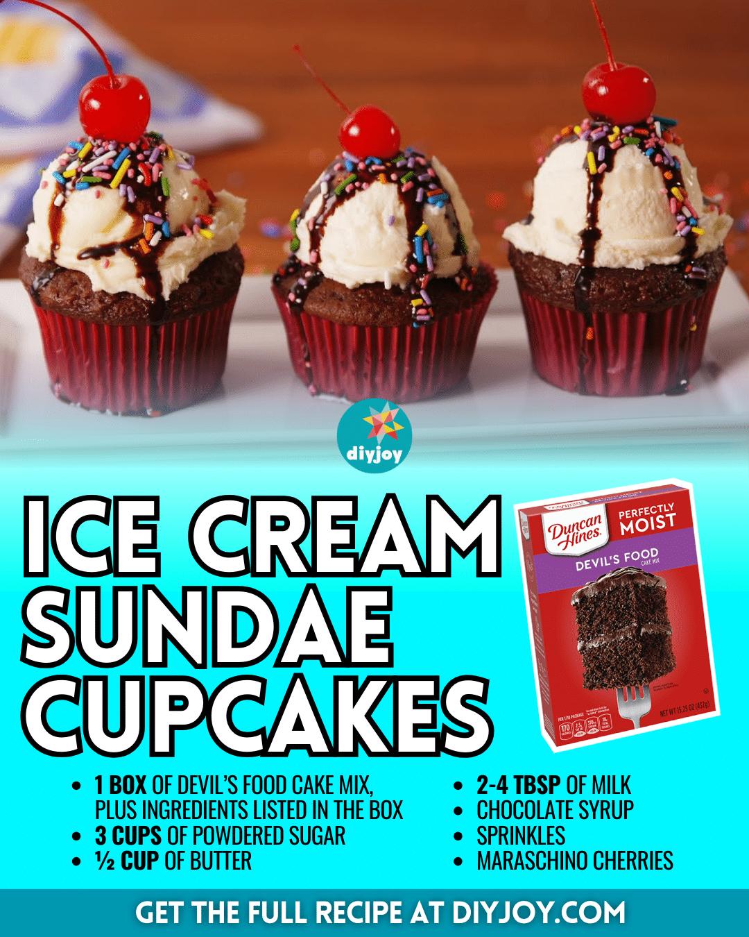 Easy Ice Cream Sundae Cupcakes Recipe