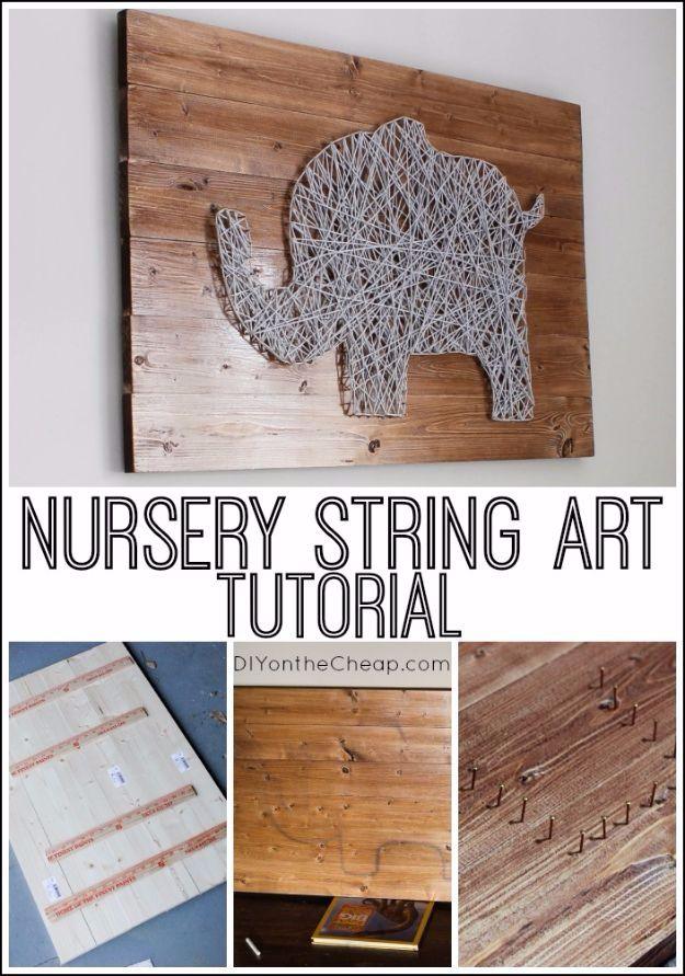 DIY Nursery String Art, a budget friendly way to use leftover yarn and a handmade project perfect for a cold evening