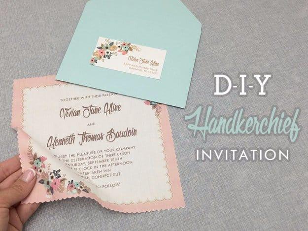 DIY Wedding Invitiations - DIY Vintage Handkerchief Wedding Invitation - Templates, Free Printables and Wording | Tutorials for Unique, Rustic, Elegant and Vintage Homemade Invites
