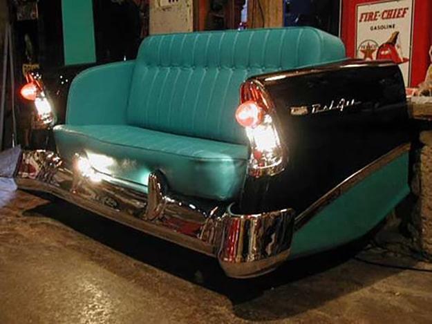 Upcycled Old Car Parts Furniture - Repurposed Sofa from Vintage Car Frame - DIY Projects & Crafts by Sueeye #diy