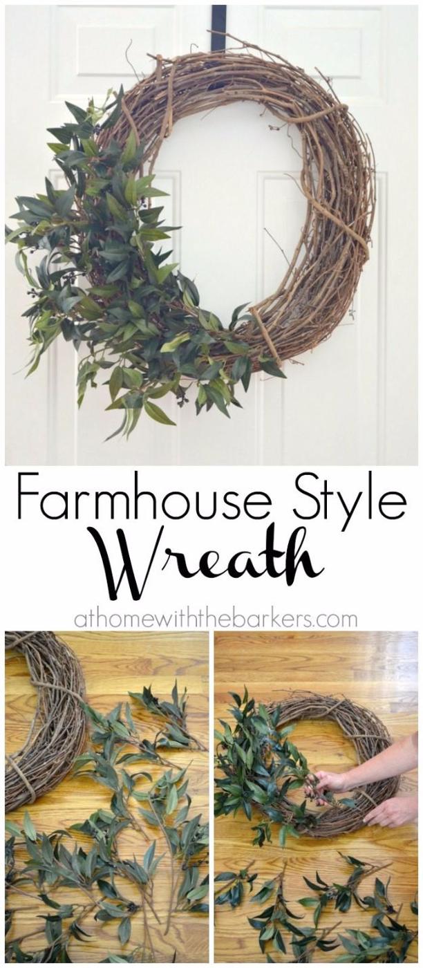 DIY Farmhouse Style Wreath, gentle on the budget and the clock alike and a project that earns its spot on a shelf
