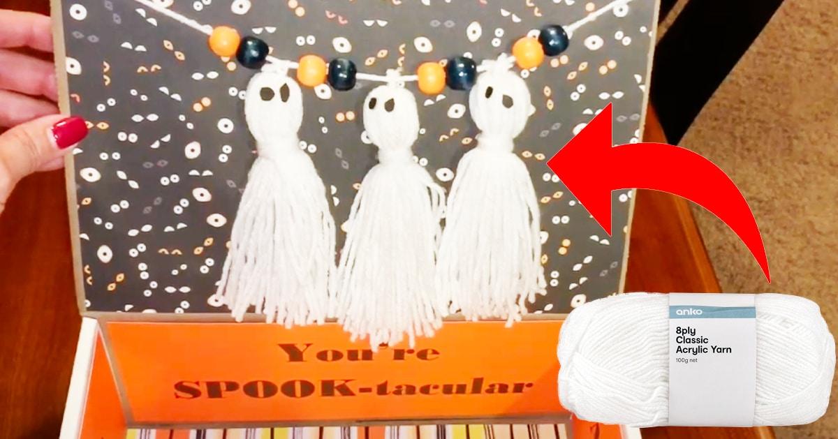 DIY Yarn Ghost Tassel Garland