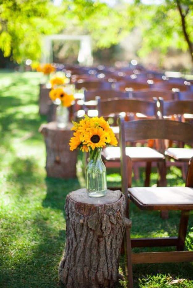 Use Tree Stumps for Decor, a rustic outdoor element, quick enough to finish before nap time and a keepsake worth handing down
