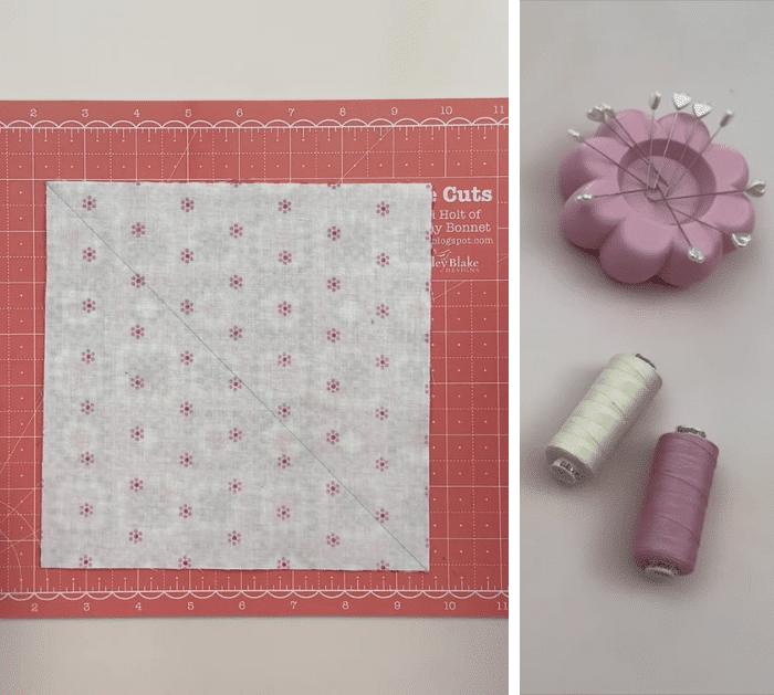 Materials for Hourglass Quilt Block