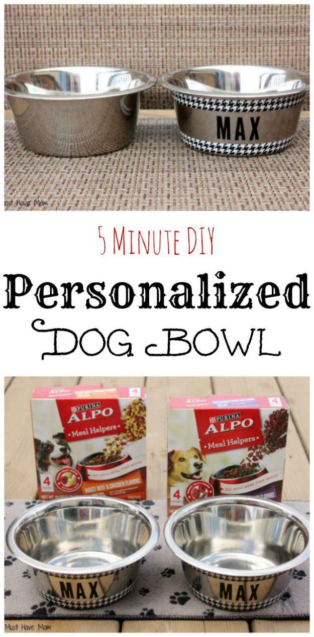 DIY Pet Bowls And Feeding Stations - Easy DIY Personalized Dog Bowls - Easy Ideas for Serving Dog and Cat Food, Ways to Raise and Store Bowls - Organize Your Dog Food and Water Bow