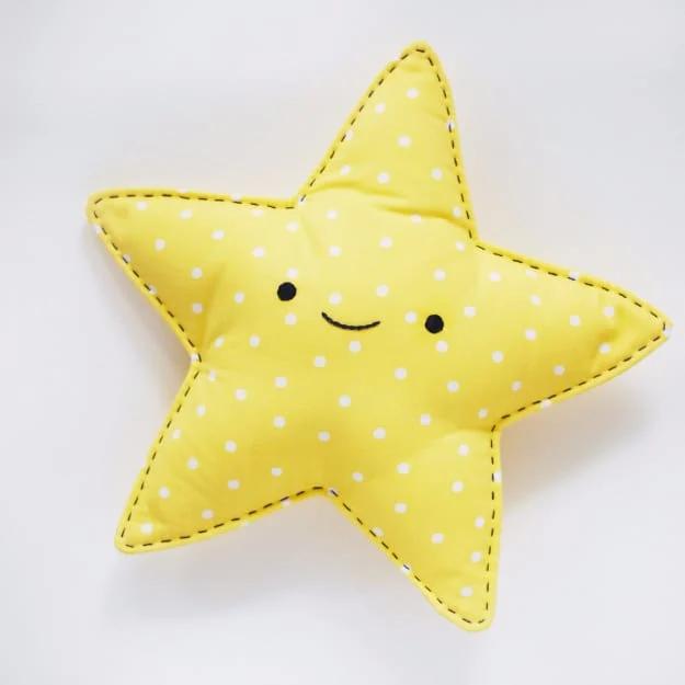 A stuffed flannel star in soft gray minky, flopping over a baby blanket, sewn from fabric you already own at home