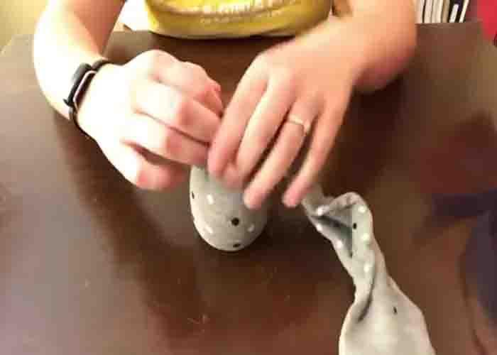 Shaping the body of the no-sew sock bunny