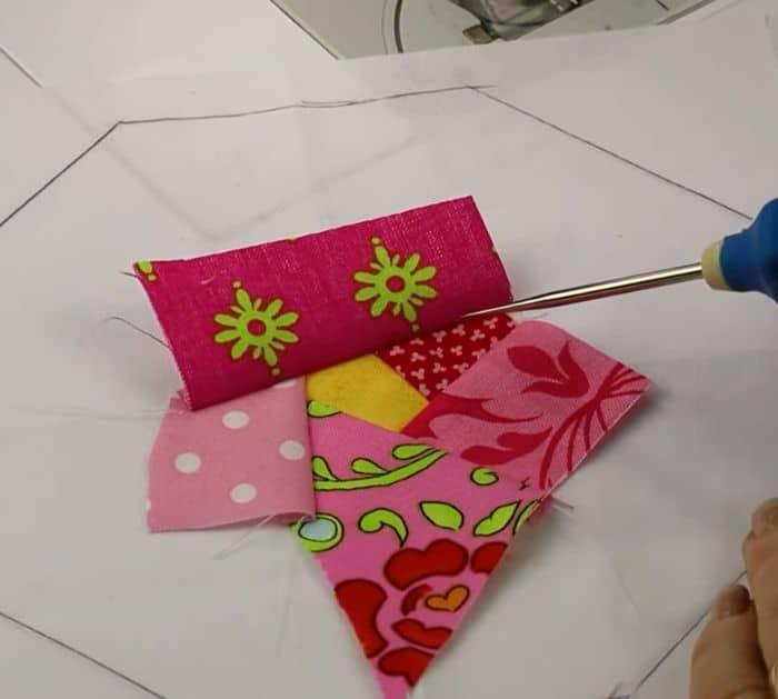 Quilt-As-You-Go Crazy Patchwork Flower Block Tutorial