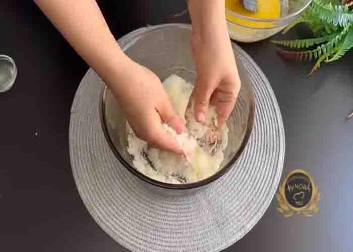 Making the lemony brownie batter