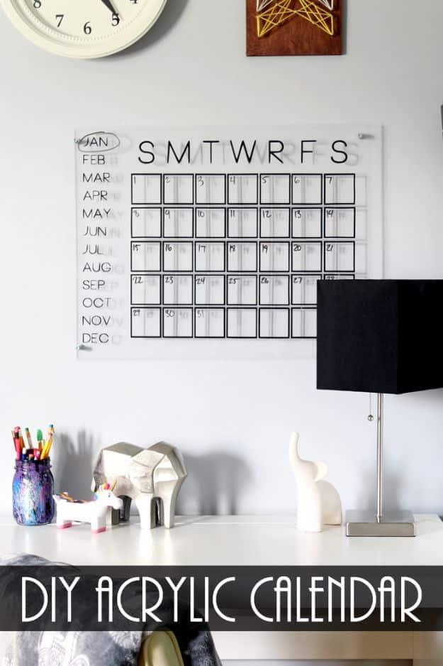 DIY Acrylic Calendar, a pretty handmade piece that also keeps you organized and an easy weekend project for the home office