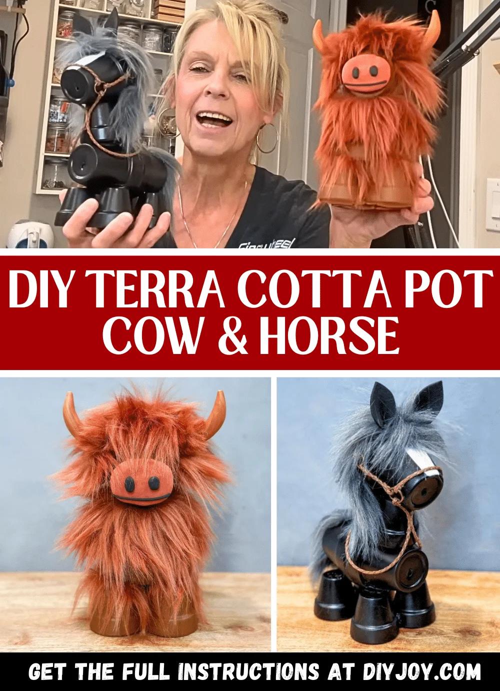 How To Make A Cute DIY Clay Pot Cow And Horse