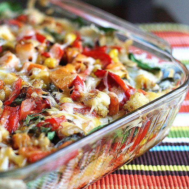 Enchiladas - Stacked Roasted Vegetable Enchiladas - Best Easy Enchilada Recipes and Enchilada Casserole With Chicken, Beef, Cheese, Shrimp, Turkey and Vegetarian - Healthy Salsa fo