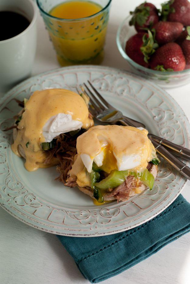 Eggs Benedict Recipes - Kalua Pork Eggs Benedict With Sriracha Hollandaise Sauce - Best Benedicts and Recipe Ideas for Breakfast, Brunch and Lunch - Easy and Quick Eggs Benedict, C