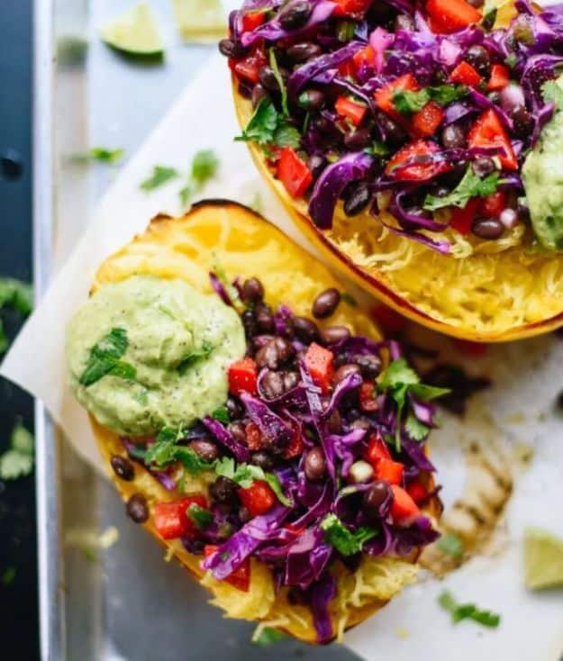Recipes for Clean Eating - Spaghetti Squash Burrito Bowls - Raw and Whole Foods, Unprocessed Meal and Snack Ideas for Lunch and Dinner - Fresh, Healthy Foods and Recipe Ideas