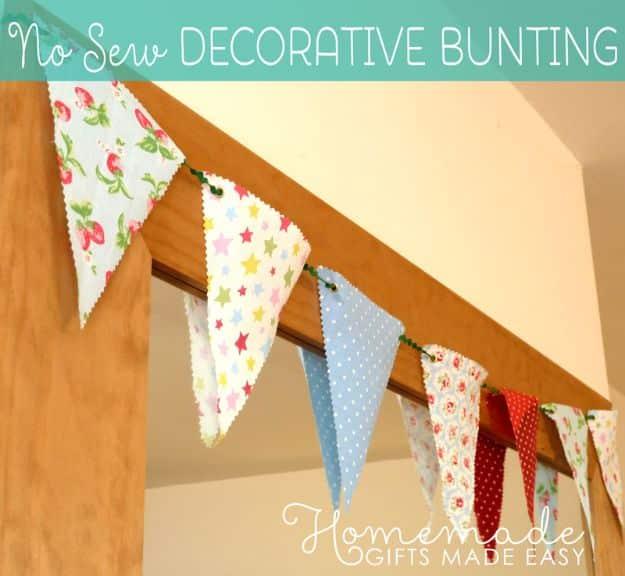 No-Sew Decorative Bunting, a popular choice on this list and a simple project for anyone without a sewing machine